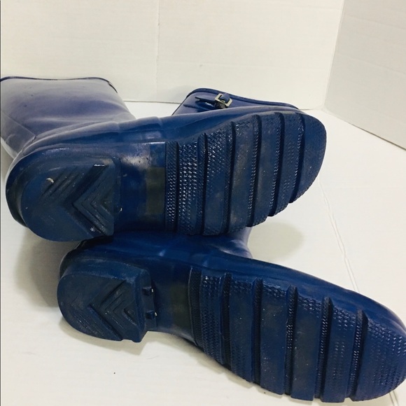 HUNTER Talk Pull On Blue Boots Size 8M - Picture 9 of 13